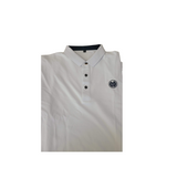 Woman Short Sleeve Polo Shirt White with Navy Logo