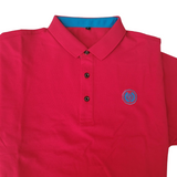 Woman Short Sleeve Polo Shirt, Red Delaware State University Colors