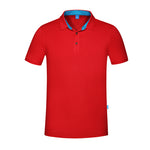 Woman Short Sleeve Polo Shirt, Red Delaware State University Colors